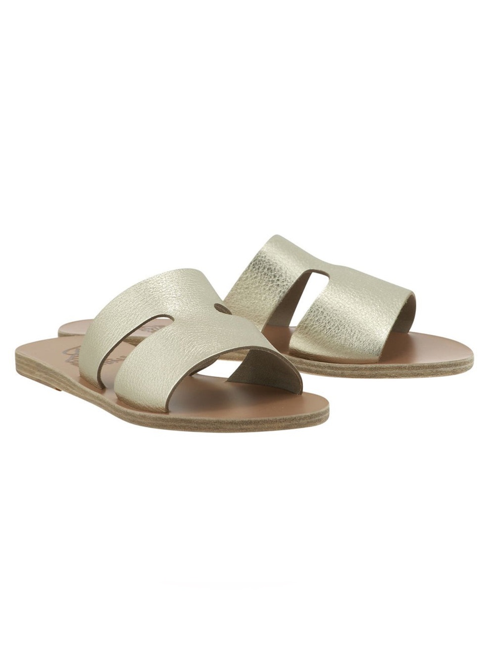 Ancient Greek Sandals Apertos Gold Leather Slide Flat Sandal 38 US 8